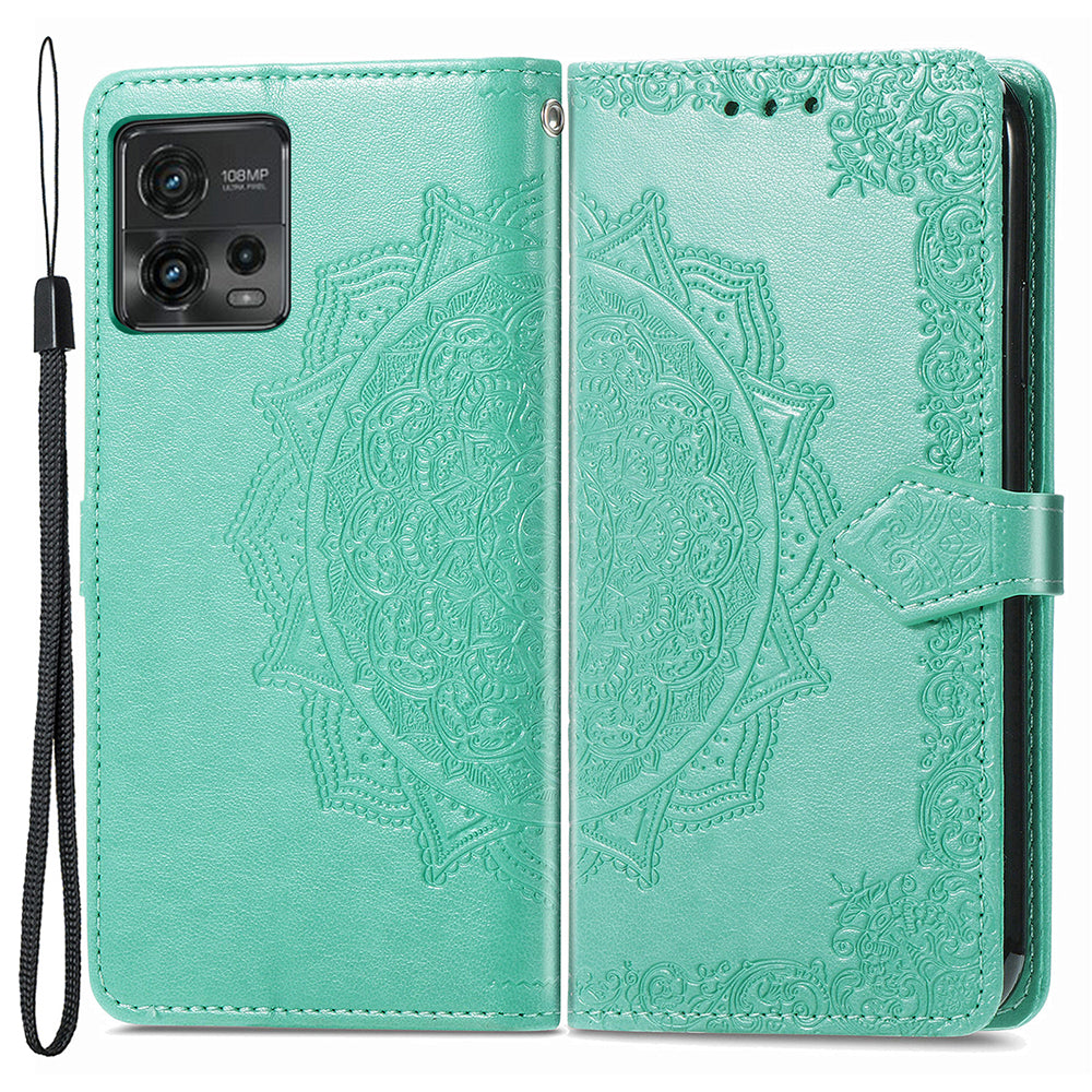For Motorola Moto G72 4G Embossed Mandala Pattern Wallet Case PU Leather Stand Book Design Magnetic Phone Cover with Strap For Motorola Moto G72 4G Embossed Mandala Pattern Wallet Case PU Leather Stand Book Design Magnetic Phone Cover with Strap